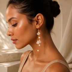 Pearl Flower Petals Luck Drop Earrings featuring Pearl