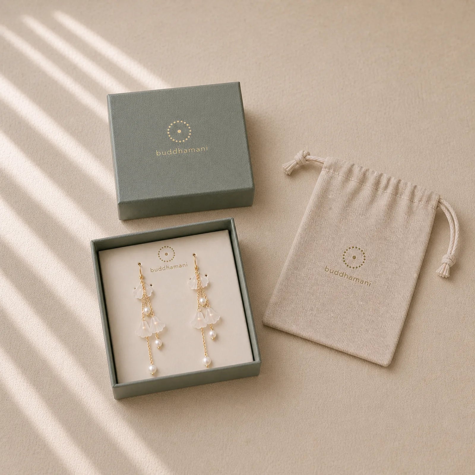 Pearl Flower Petals Luck Drop Earrings featuring Pearl