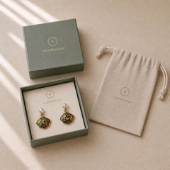 Pearl Handcrafted Song Brocade Fan Shell Elegance Earrings featuring Pearl