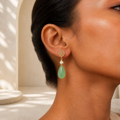 Pearl Liuli Purity Teardrop Healing Earrings featuring Pearl, Copper, Silver