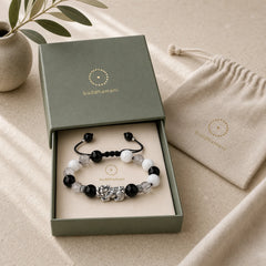 Pi Xiu Six True Words 999 Sterling Silver Black Obsidian White Turquoise Chrysoberyl Luck Bracelet featuring Pixiu, Silver, Black Obsidian