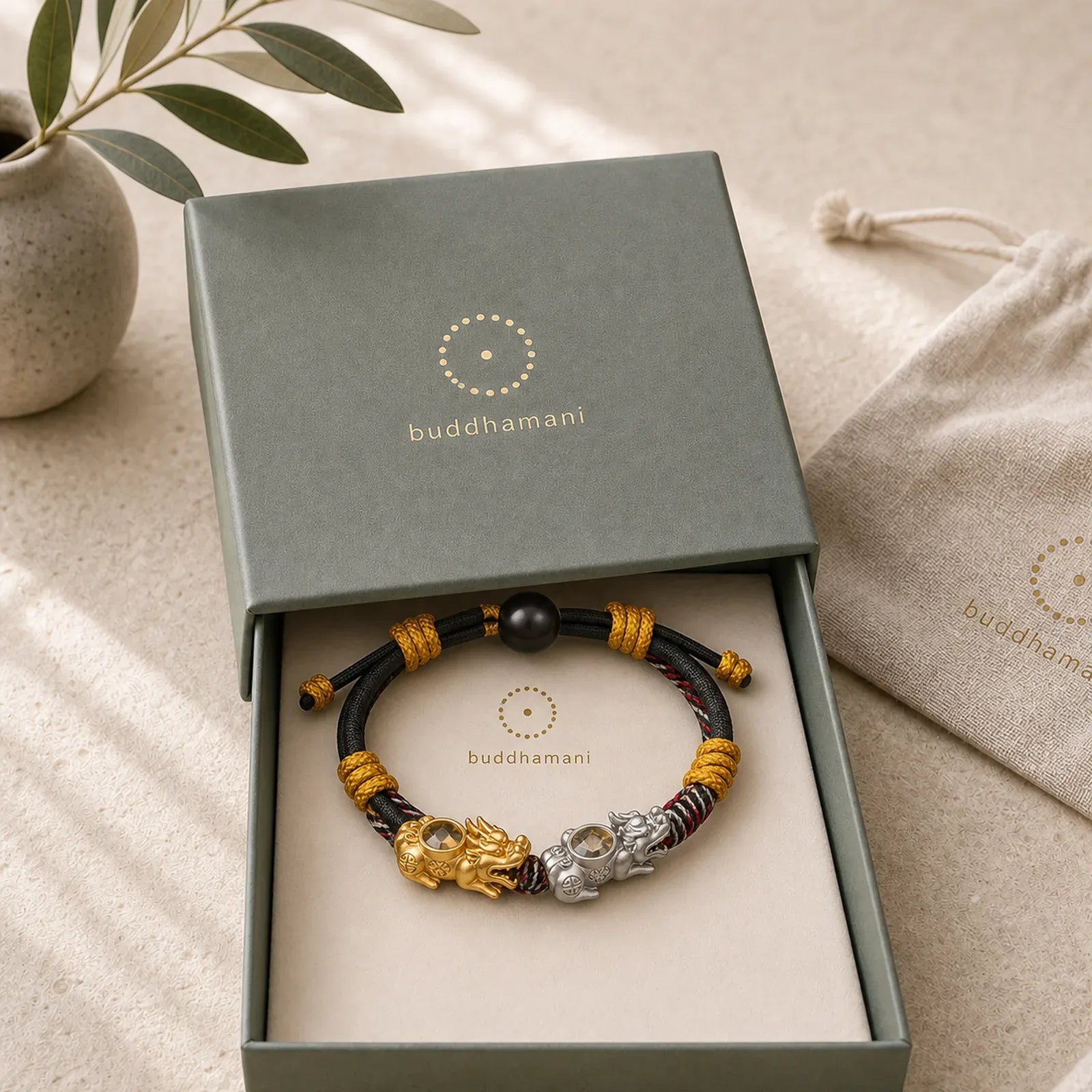 Pi Xiu Wealth Luck Hand-woven Rope Bracelet featuring Pixiu, Copper