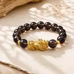PiXiu Ice Obsidian Auspicioisness Bracelet featuring Pixiu, Ice Obsidian, Obsidian