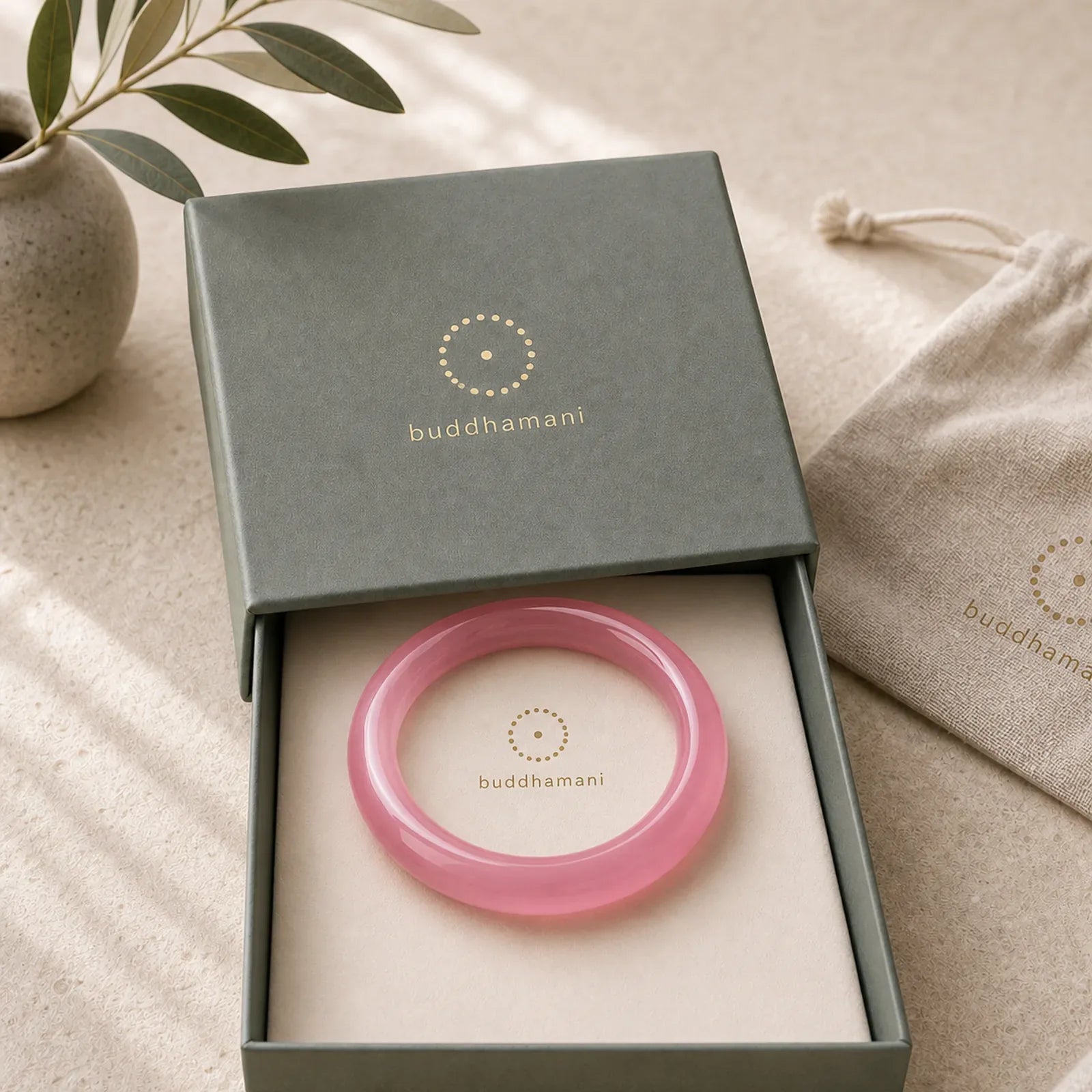 Pink Cat's Eye Stone Peace Love Cuff Bangle Bracelet featuring Cat's Eye / Chrysoberyl