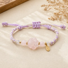 Pink Crystal Cat Warmth Love Bracelet featuring Pink Crystal, Rose Quartz