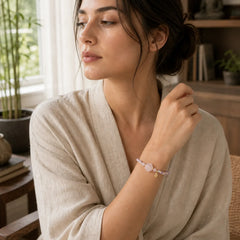 Pink Crystal Cat Warmth Love Bracelet featuring Pink Crystal, Rose Quartz