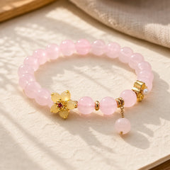 Pink Crystal Citrine Flower Warmth Bracelet featuring Pink Crystal, Citrine, Copper