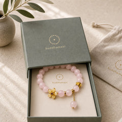 Pink Crystal Citrine Flower Warmth Bracelet featuring Pink Crystal, Citrine, Copper
