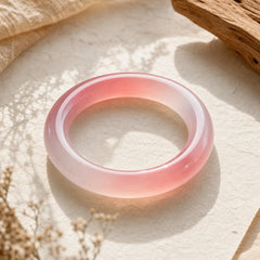 Pink Crystal Love Warmth Bracelet Bangle featuring Pink Crystal, Jade, Rose Quartz