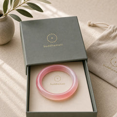 Pink Crystal Love Warmth Bracelet Bangle featuring Pink Crystal, Jade, Rose Quartz