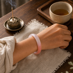 Pink Golden Silk Jade Wealth Bracelet Bangle featuring Pink Golden Silk Jade