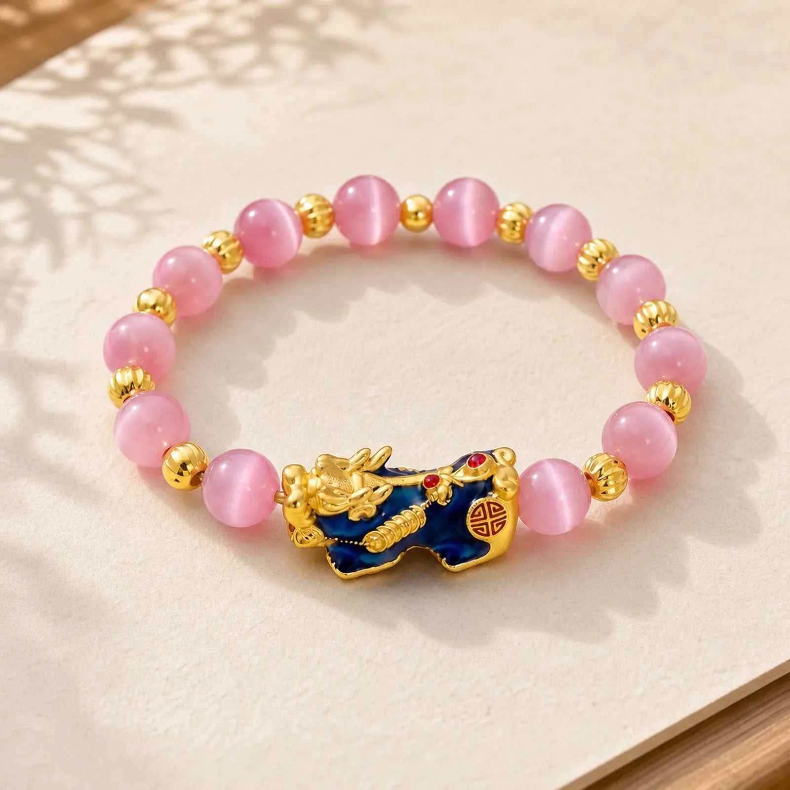 Pixiu Cat Eye Lucky Bracelet featuring Pixiu, Cat's Eye / Chrysoberyl
