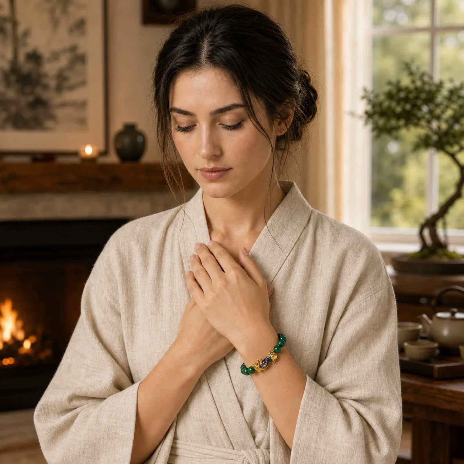 Pixiu Jade Abundance Protection Bracelet featuring Pixiu, Jade