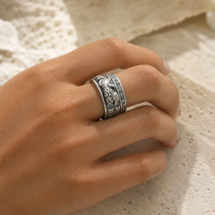 Pixiu Om Mani Padme Hum Copper Rotatable Ring featuring Pixiu, Om Mani Padme Hum, Om
