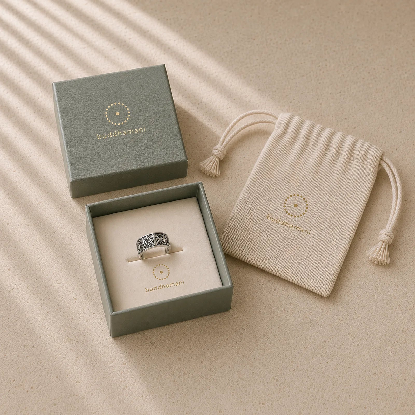 Pixiu Om Mani Padme Hum Copper Rotatable Ring featuring Pixiu, Om Mani Padme Hum, Om