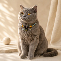 Plaited String Ebony Wood Cat Head Peace Adjustable Cats Pet Collar featuring Ebony Wood, Ebony