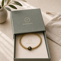 Plated Copper Brass Gold Sheen Obsidian Protection Wealth Bracelet featuring Copper, Gold Sheen Obsidian, Obsidian