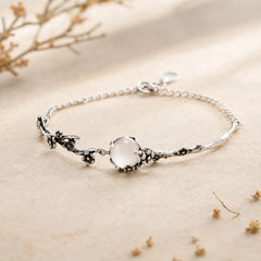 Plum Blossom Chalcedony Positive Bracelet featuring Chalcedony, Copper