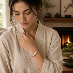 Plum Blossom Chrysanthemum Flower Design Heart Sutra Healing Bracelet Cuff Bangle featuring Copper