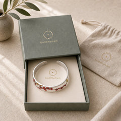 Plum Blossom Chrysanthemum Flower Design Heart Sutra Healing Bracelet Cuff Bangle featuring Copper