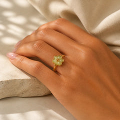 Plum Blossom Hetian Jade Copper Luck Ring featuring Jade, Copper