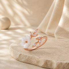 Plum Blossom Leaf Pattern Copper Luck Ring featuring Copper