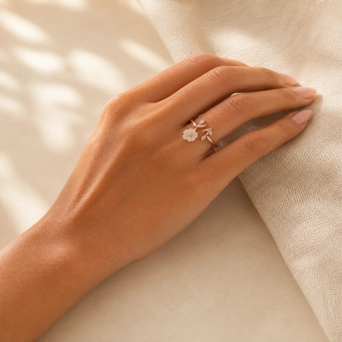 Plum Blossom Leaf Pattern Copper Luck Ring featuring Copper