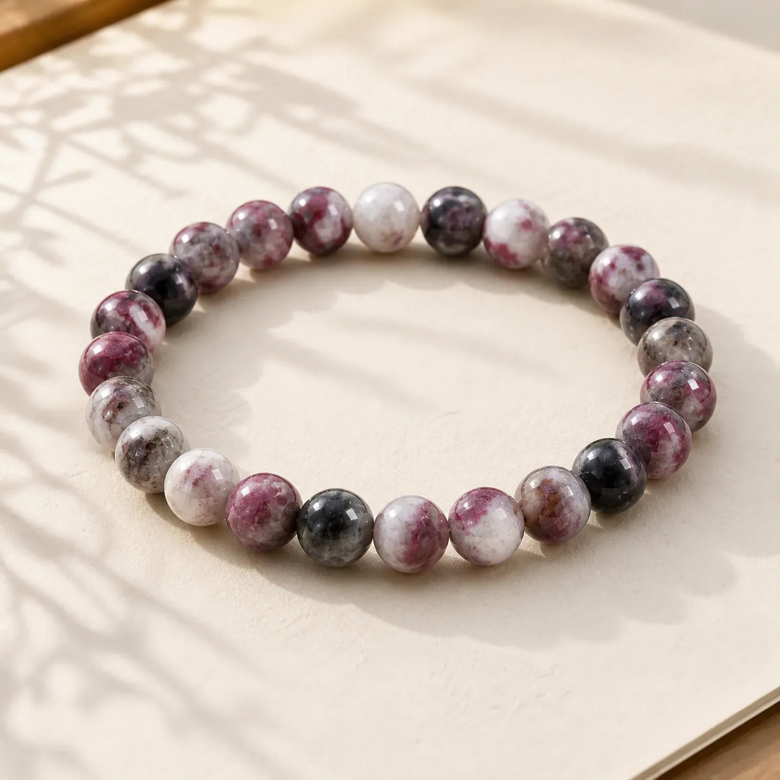 Plum Blossom Tourmaline Balance Bracelet featuring Plum Blossom Tourmaline, Tourmaline