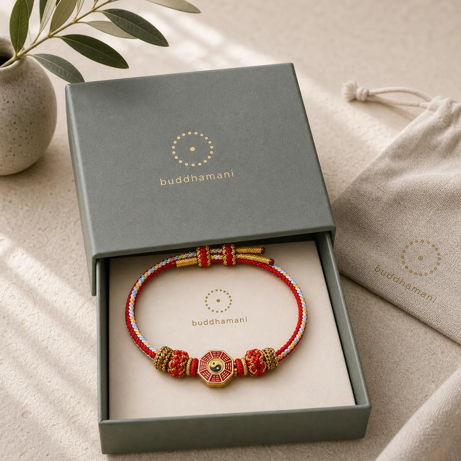 Protection Colorful String Bagua Chinese Coin Hand-Woven Tibetan Braided Bracelet featuring Bagua, Red String, Copper