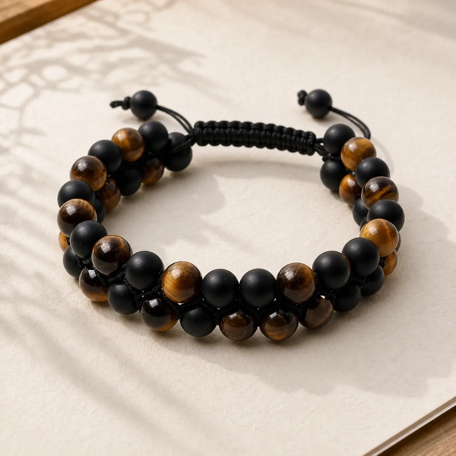 Protection Tiger's Eye Bracelet featuring Tiger Eye, Lava Rock, Frosted Stone