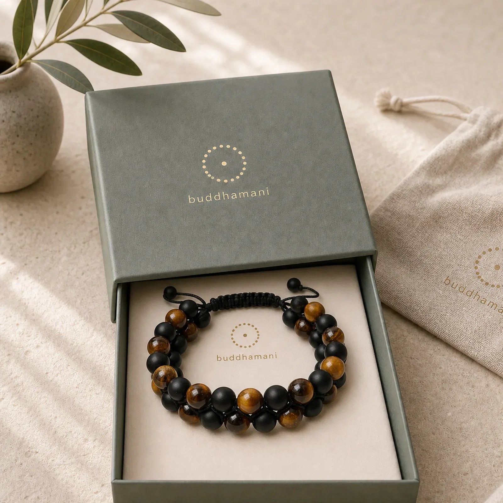 Protection Tiger's Eye Bracelet featuring Tiger Eye, Lava Rock, Frosted Stone