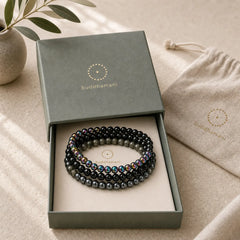 Protection & Negative Energy Shield Bracelet Set featuring Hematite, Black Tourmaline (Schorl), Tourmaline