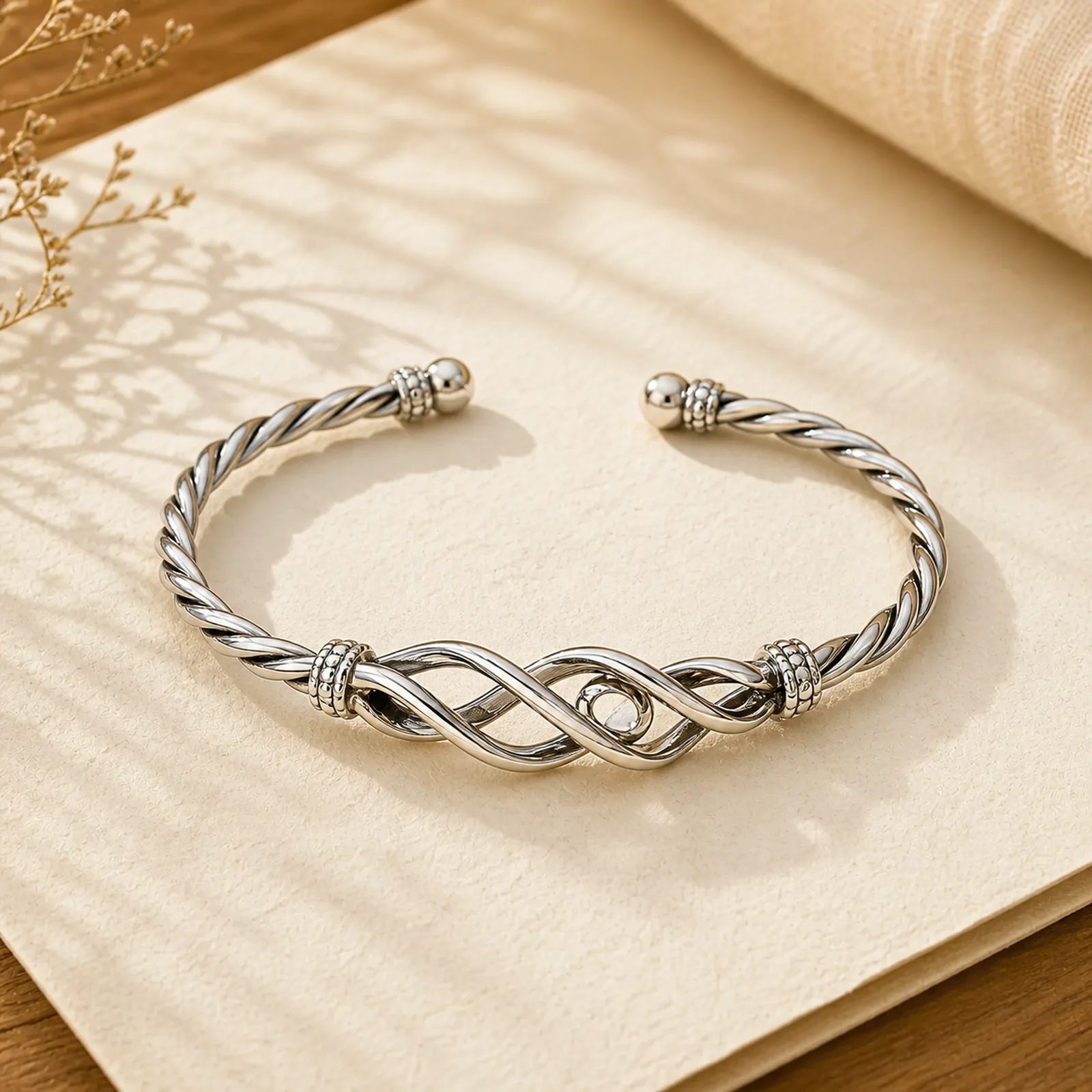 Pure Copper Plated With Silver Twisted Cuff Bracelet featuring Copper, Silver