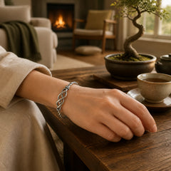 Pure Copper Plated With Silver Twisted Cuff Bracelet featuring Copper, Silver
