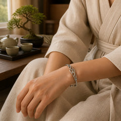 Pure Copper Plated With Silver Twisted Cuff Bracelet featuring Copper, Silver