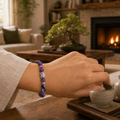 Purple Agate Protection Bracelet featuring Purple Agate, Tiger Eye, Amethyst