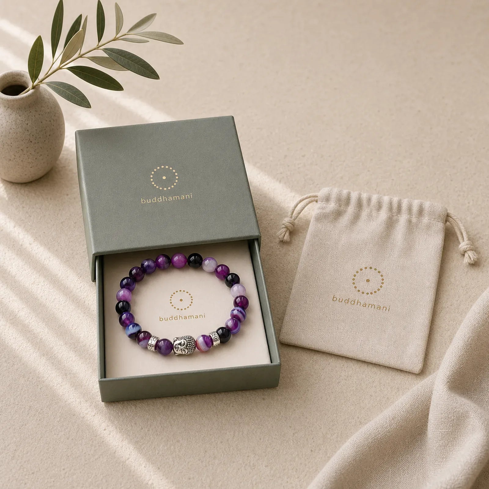 Purple Agate Protection Bracelet featuring Purple Agate, Tiger Eye, Amethyst