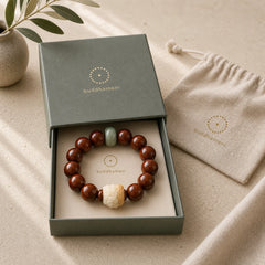 Purple Bodhi Seed Dancing Lion Wisdom Bracelet featuring Bodhi Seed, Lion, Red Sandalwood