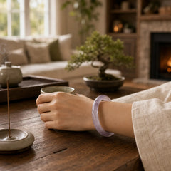 Purple Golden Silk Jade Wealth Bracelet Bangle featuring Purple Golden Silk Jade