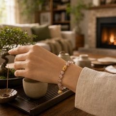 Purple Liuli Glass Luck Bracelet featuring Five Elements