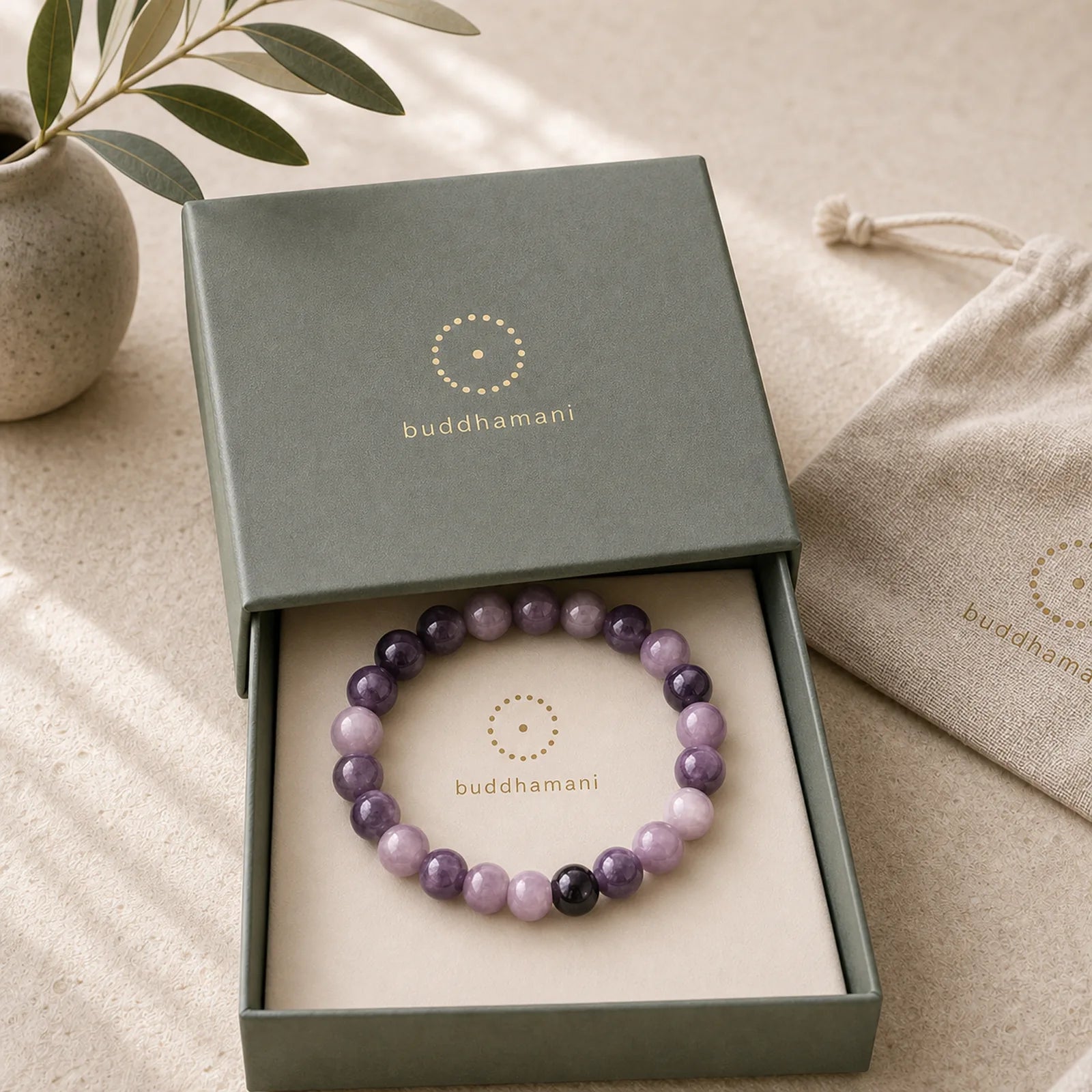 Purple Mica Stone Positive Bracelet featuring Purple Mica Stone
