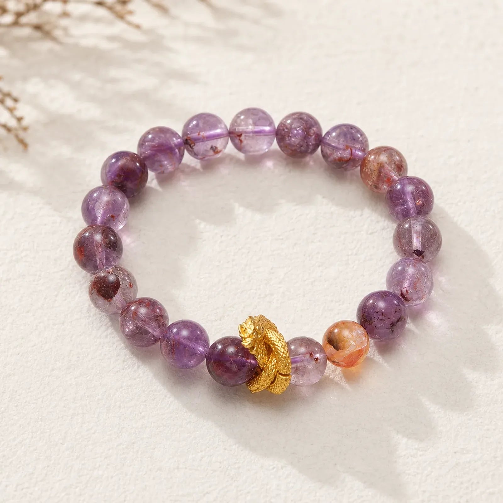 Purple Phantom Copper Gold-plated Dragon Wisdom Bracelet featuring Purple Phantom, Copper, Dragon