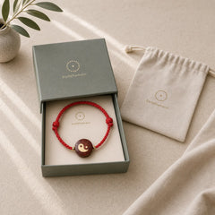 Purple Sandalwood Yin Yang Protection Red String Bracelet featuring Sandalwood, Red String, Yin Yang Symbol