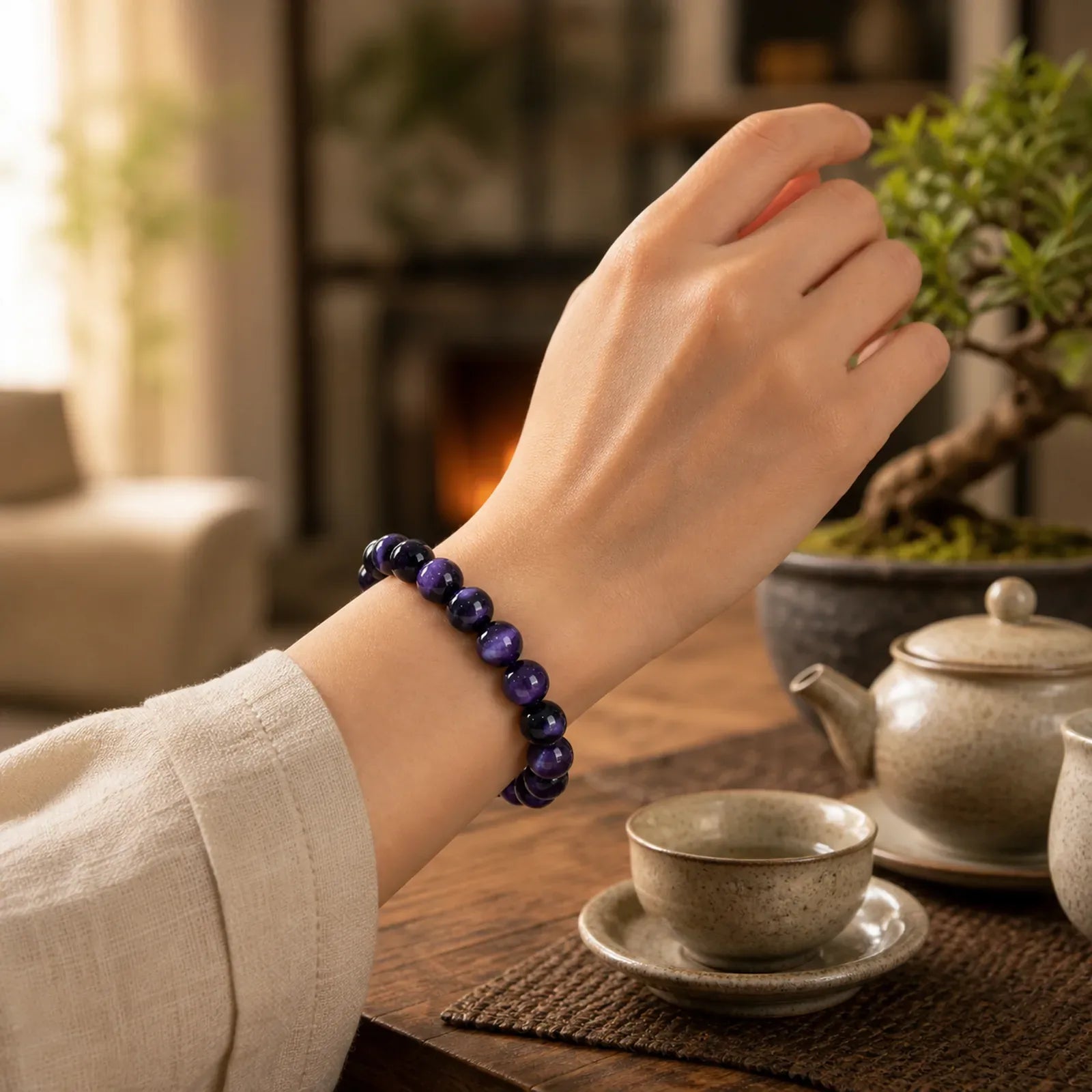 Purple Tiger Eye Creativity Bracelet featuring Purple Tiger Eye, Tiger Eye