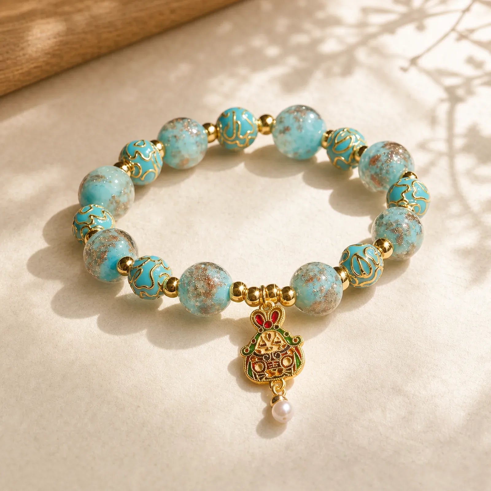 Rabbit Liuli Glass Luck Bracelet featuring Five Elements