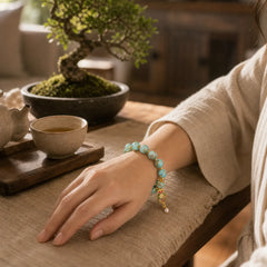 Rabbit Liuli Glass Luck Bracelet featuring Five Elements