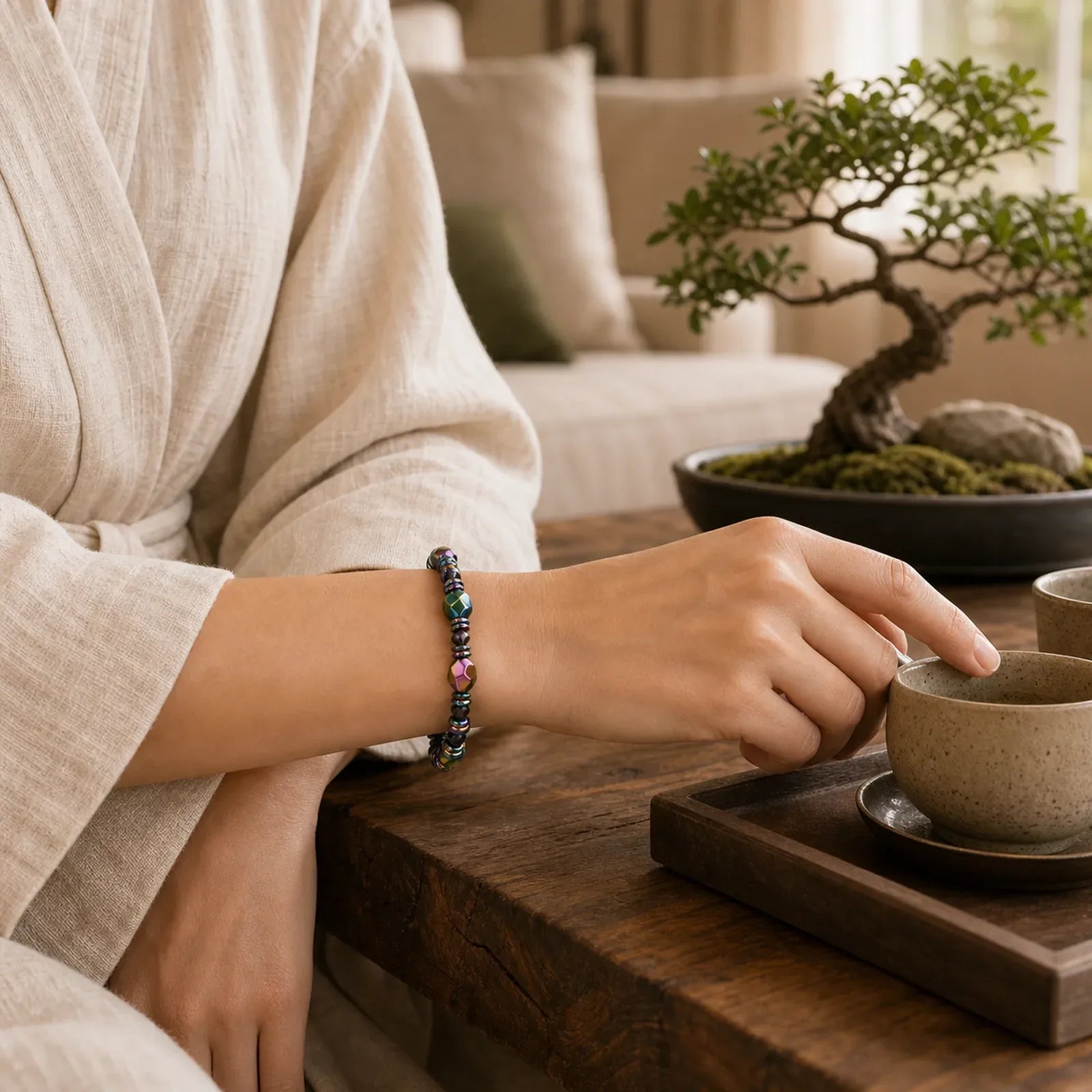 Rainbow Hematite Wellness Bracelet featuring Hematite