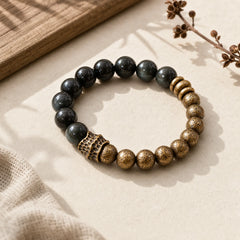 Rainbow Obsidian Copper Bead Positive Transformation Bracelet featuring Rainbow Obsidian, Copper