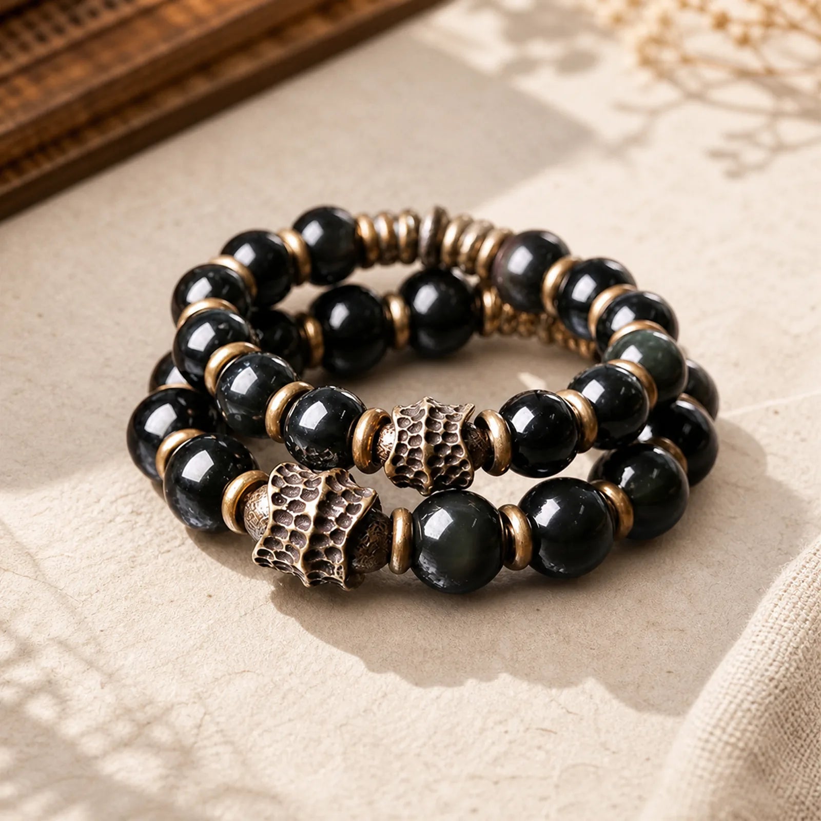 Rainbow Obsidian Copper Love Healing Bracelet featuring Rainbow Obsidian, Copper