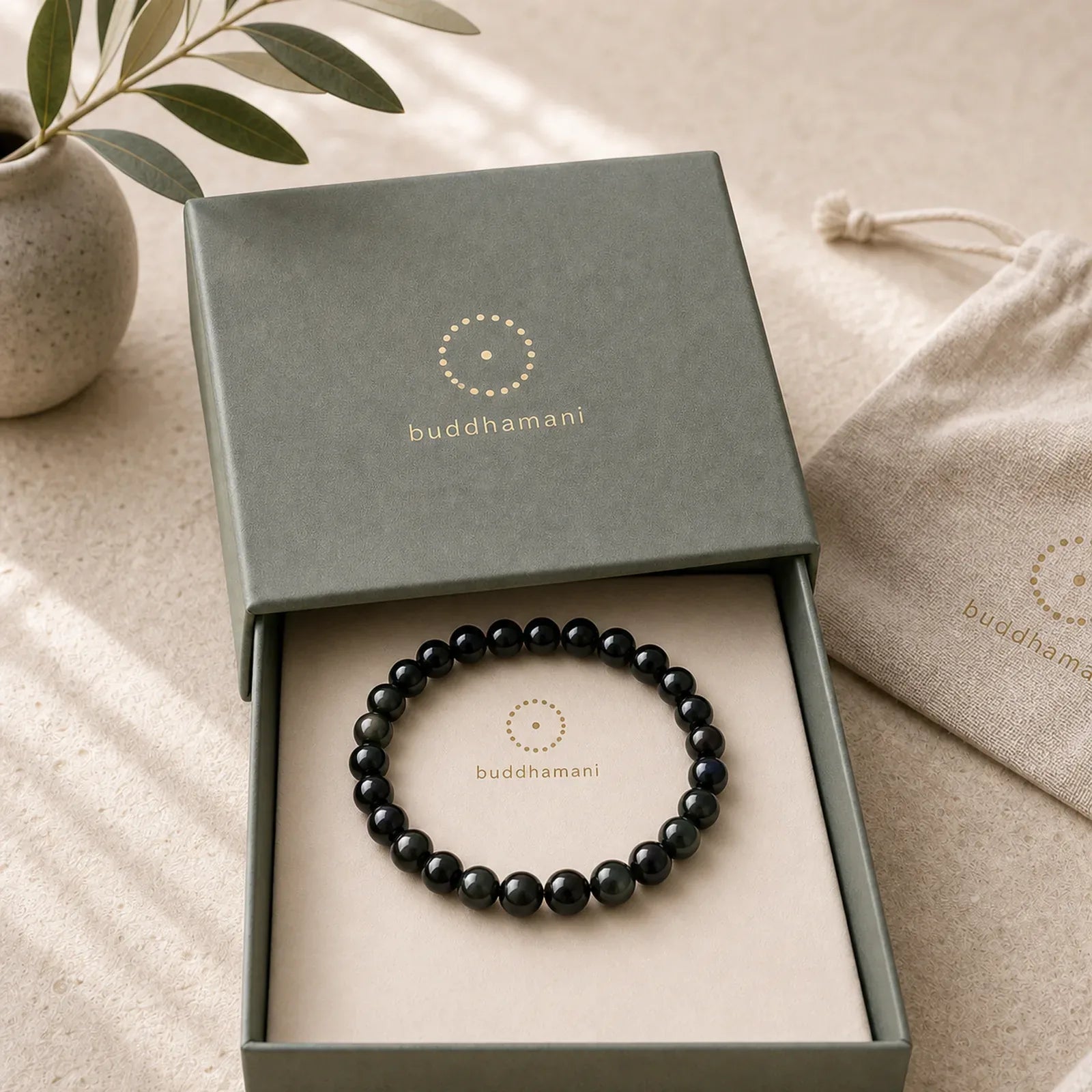 Rainbow Obsidian Yin Yang Balance Round Bead Bracelet featuring Rainbow Obsidian, Yin Yang Symbol, Black Obsidian